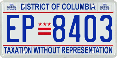 DC license plate EP8403