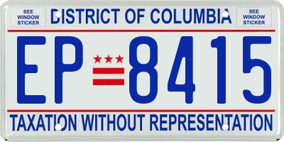 DC license plate EP8415