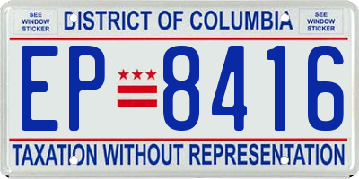 DC license plate EP8416