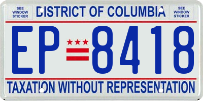 DC license plate EP8418