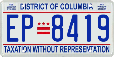 DC license plate EP8419