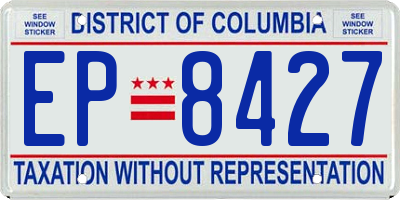 DC license plate EP8427