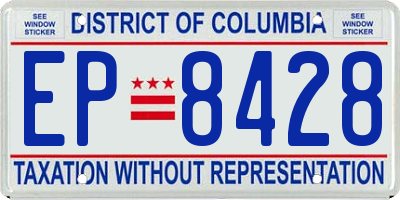 DC license plate EP8428