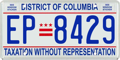 DC license plate EP8429