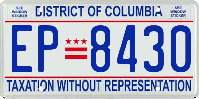 DC license plate EP8430