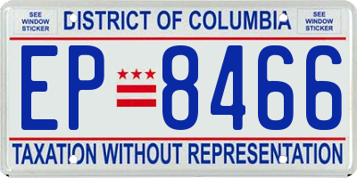 DC license plate EP8466