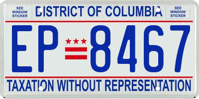 DC license plate EP8467