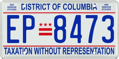 DC license plate EP8473