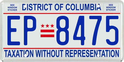 DC license plate EP8475