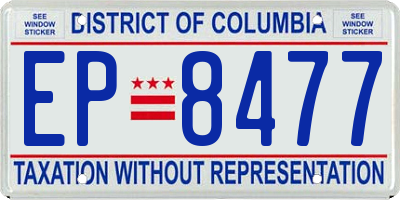 DC license plate EP8477