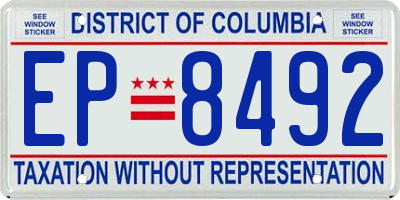DC license plate EP8492