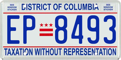 DC license plate EP8493