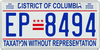 DC license plate EP8494