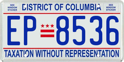 DC license plate EP8536