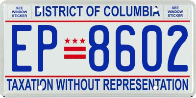 DC license plate EP8602