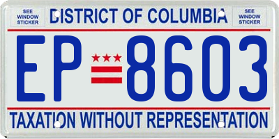 DC license plate EP8603