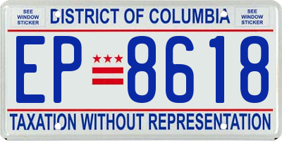DC license plate EP8618