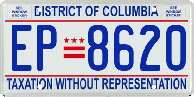 DC license plate EP8620