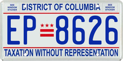 DC license plate EP8626