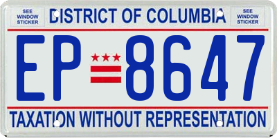 DC license plate EP8647