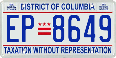 DC license plate EP8649