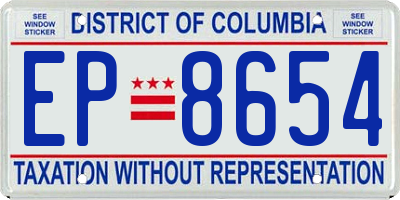 DC license plate EP8654