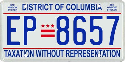 DC license plate EP8657