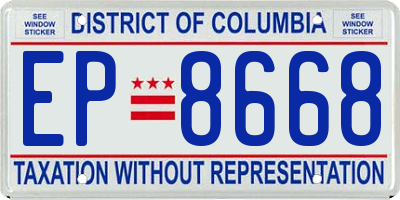 DC license plate EP8668