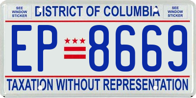 DC license plate EP8669