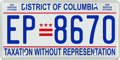 DC license plate EP8670