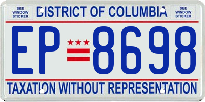 DC license plate EP8698