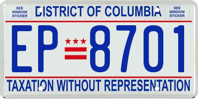 DC license plate EP8701