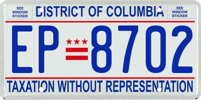 DC license plate EP8702