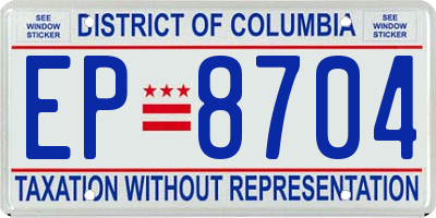 DC license plate EP8704