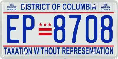DC license plate EP8708