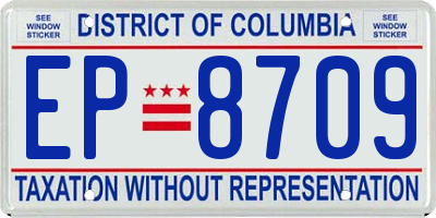DC license plate EP8709