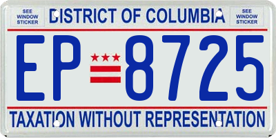 DC license plate EP8725