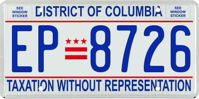 DC license plate EP8726