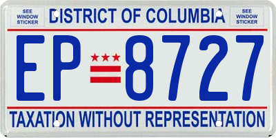 DC license plate EP8727