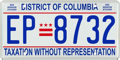 DC license plate EP8732