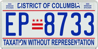 DC license plate EP8733