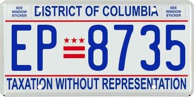 DC license plate EP8735