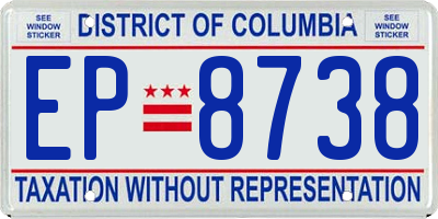 DC license plate EP8738