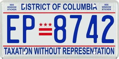 DC license plate EP8742