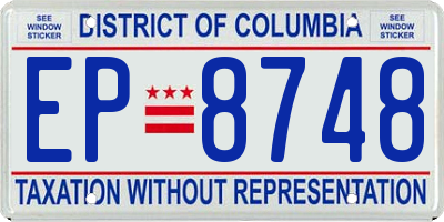 DC license plate EP8748