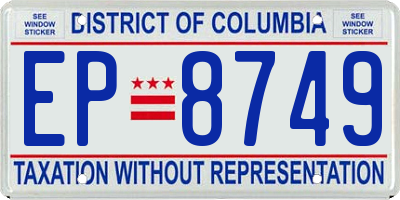 DC license plate EP8749
