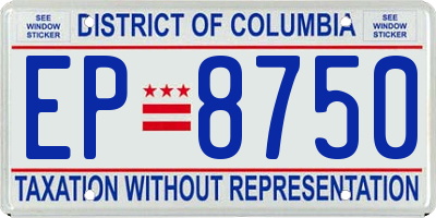 DC license plate EP8750