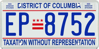 DC license plate EP8752