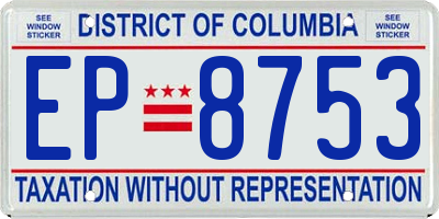 DC license plate EP8753