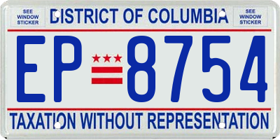 DC license plate EP8754
